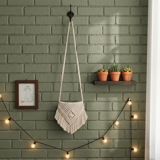 Avoirr Handmade Macrame Crossbody Bag for Women – Boho Cotton Fringe Purse, Lightweight Shoulder Bag, Small Woven Hippie Handbag, Summer Festival Travel Gift