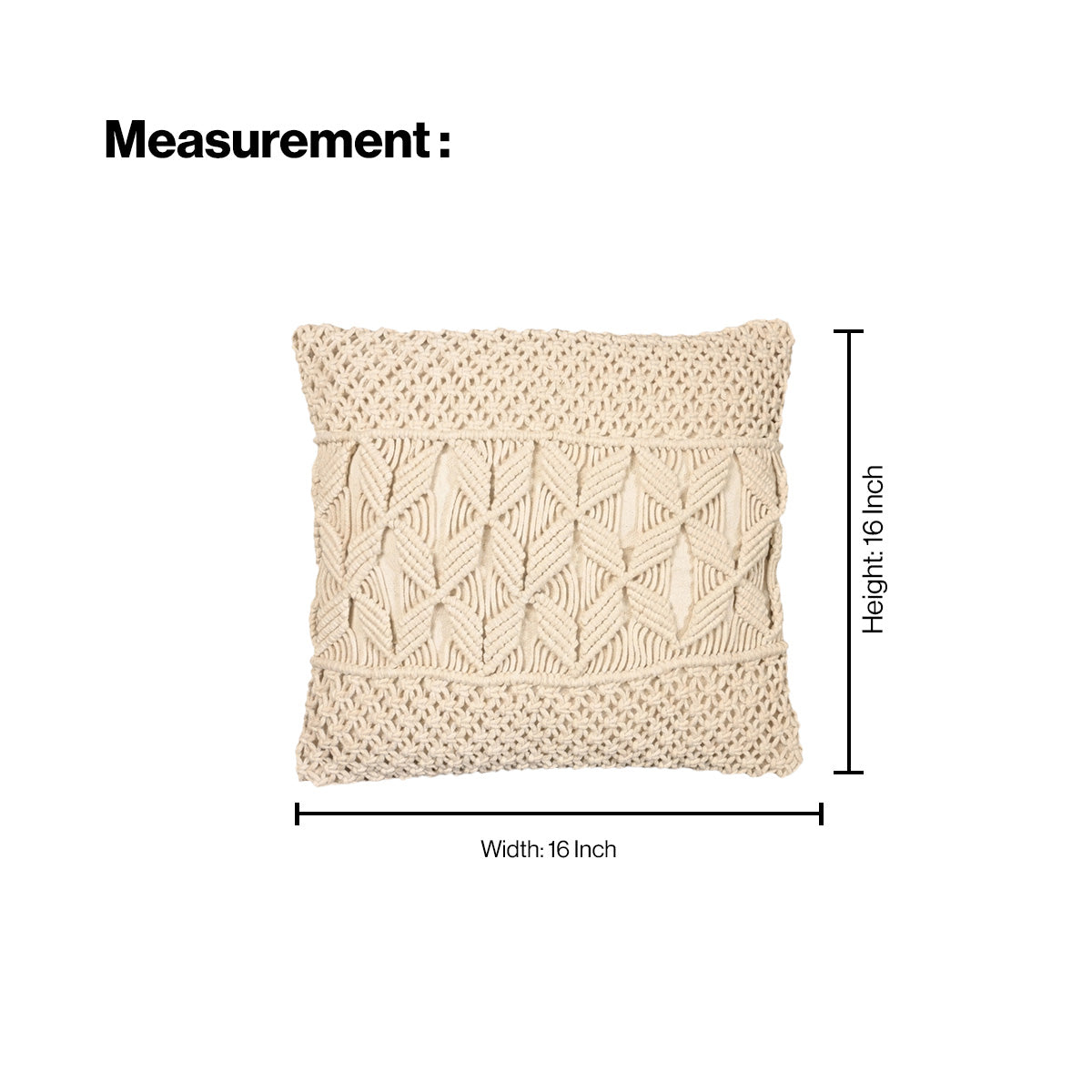 AVOIRR Handmade Macrame Cushion Cover – Boho Decorative Throw Pillow 16x16