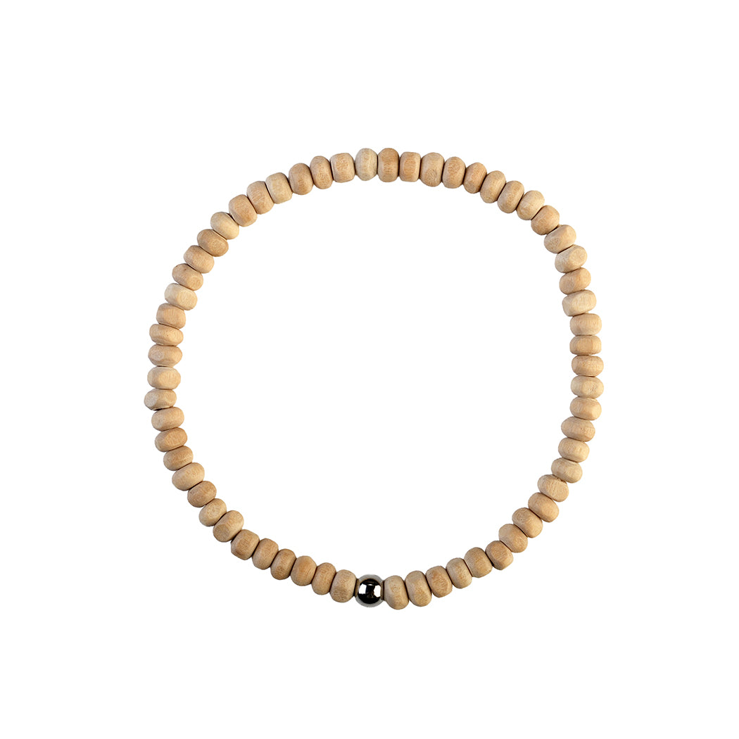 Avoirr Set of 4 Natural Wood Beaded Bracelets for Men & Women – 4mm Handmade Stretchable Wooden Beads in Natural, Tan & Maroon – Unisex Fits (6–6.5 inch)