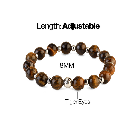 Avoirr 8mm Tiger Eye Beaded Bracelet – Natural Semi-Precious Stone Handmade Jewelry for Men & Women, Stretch Fit 6.25–6.75 Inches Wrists
