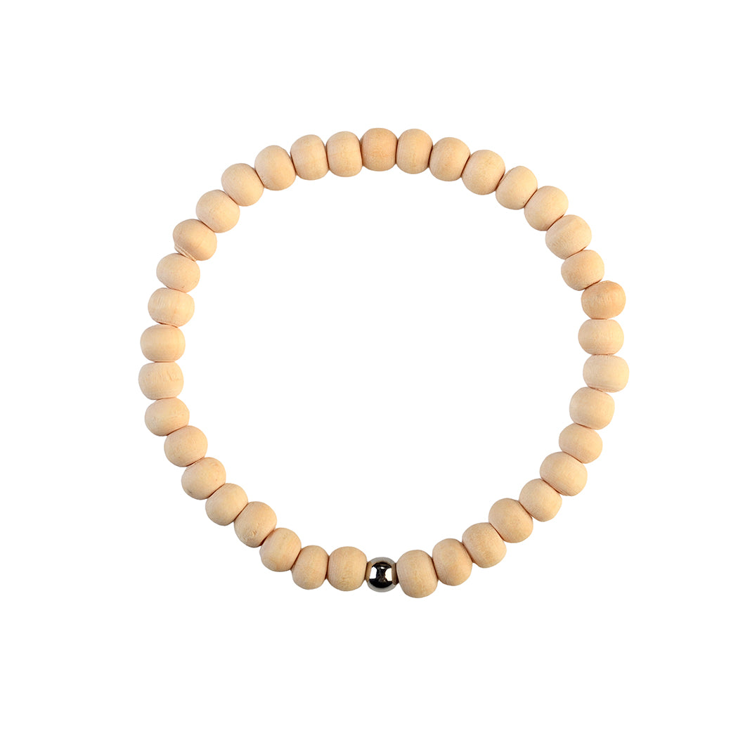 Avoirr Natural Wood & Ebonywood Beaded Bracelets Set of 2 – 6mm Handmade Stretch Bracelets for Men & Women, Yoga Meditation Energy Bracelets, Size 6.5–7 Inches Medium Wrist