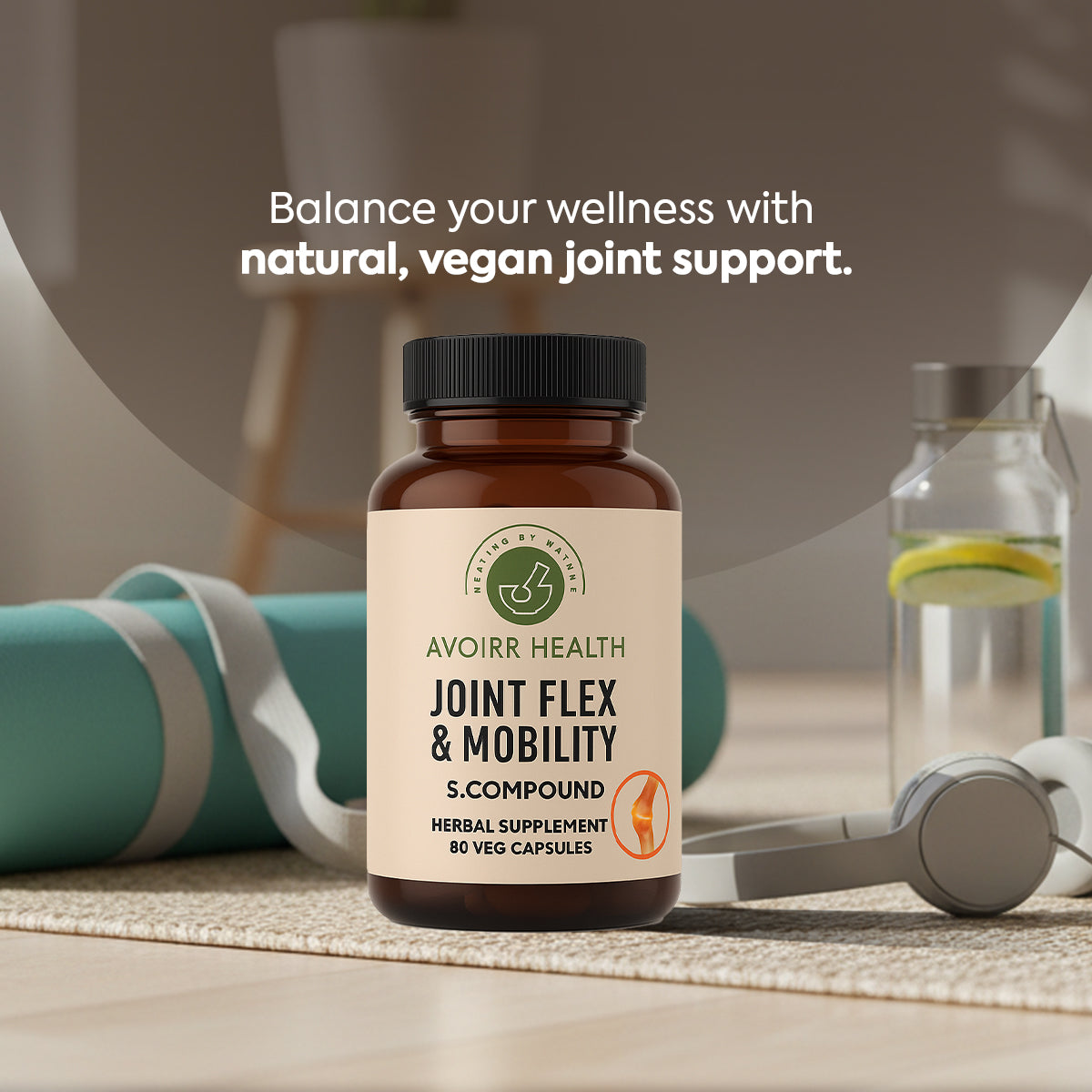 Avoirr Health Joint Flex & Mobility S.Compound | Boswellia Serrata Supplements for Joint Comfort & Flexibility | Herbal Mobility Support Capsules for Men & Women | 80 Capsules Vegan, Non-GMO, Gluten-Free