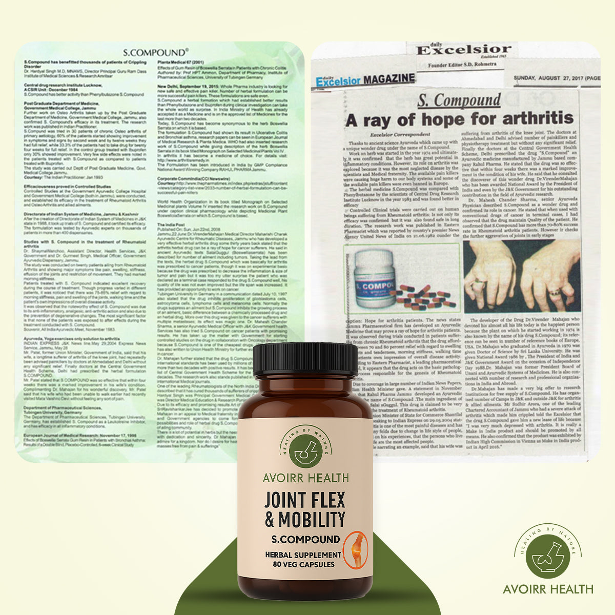 Avoirr Health Joint Flex & Mobility S.Compound | Boswellia Serrata Supplements for Joint Comfort & Flexibility | Herbal Mobility Support Capsules for Men & Women | 80 Capsules Vegan, Non-GMO, Gluten-Free