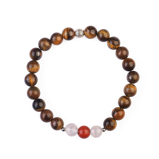 Avoirr 8mm Tiger Eye & Red Jasper Bracelet – Natural Gemstone Healing Crystal Beads for Men & Women, Handmade Stretch Adjustable Yoga, Meditation & Energy Jewelry. Size 6.5 inch fits Medium wrist 6.25-7 inches