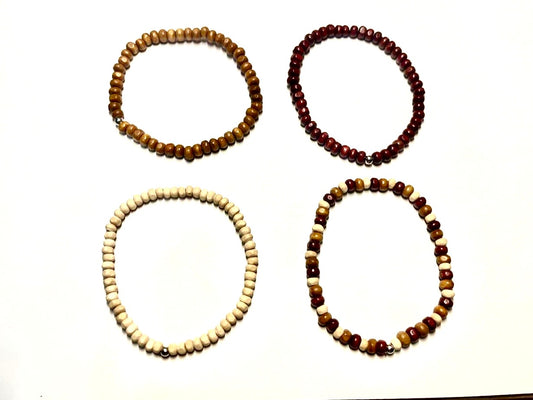 Avoirr Handmade 4mm Carved Wood Bead Stretch Bracelet Set – Unisex Meditation & Spiritual Jewelry – Sizes 6.5″ & 7.5″ – Eco Wood Beads for Yoga, Chakra, Mindfulness Gift