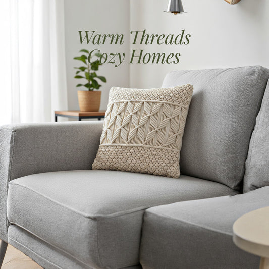 AVOIRR Handmade Macrame Cushion Cover – Boho Decorative Throw Pillow 16x16