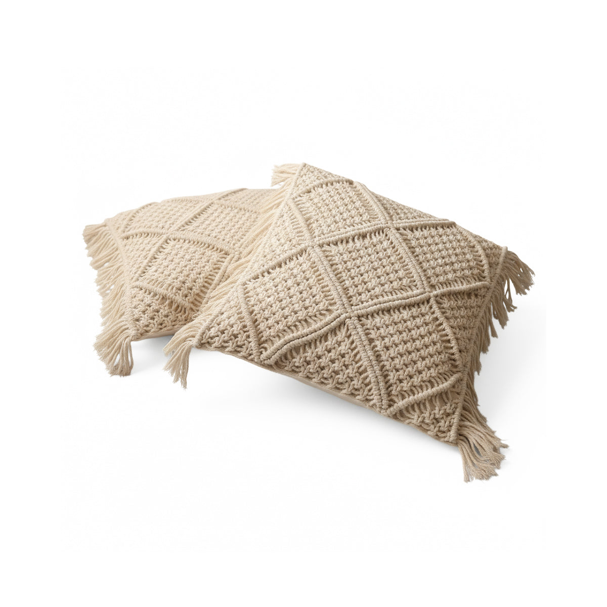AVOIRR Handmade Macrame Cushion Cover – Boho Decorative Throw Pillow 16x16