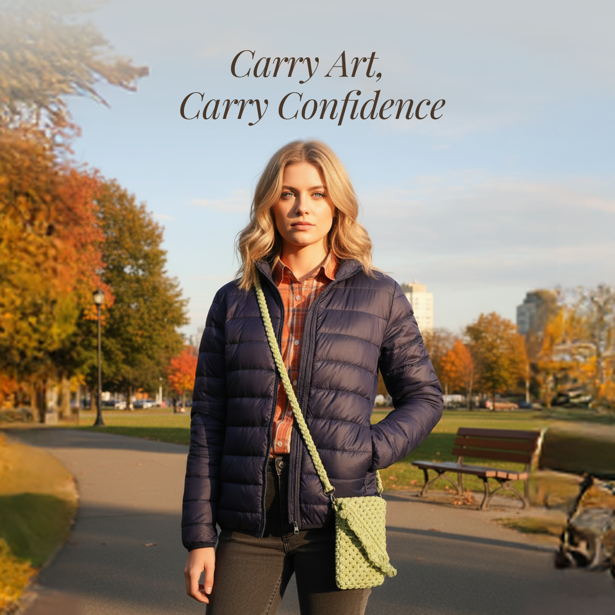 AVOIRR Handmade Olive Macrame Crossbody Bag – Boho Crochet Purse for Women