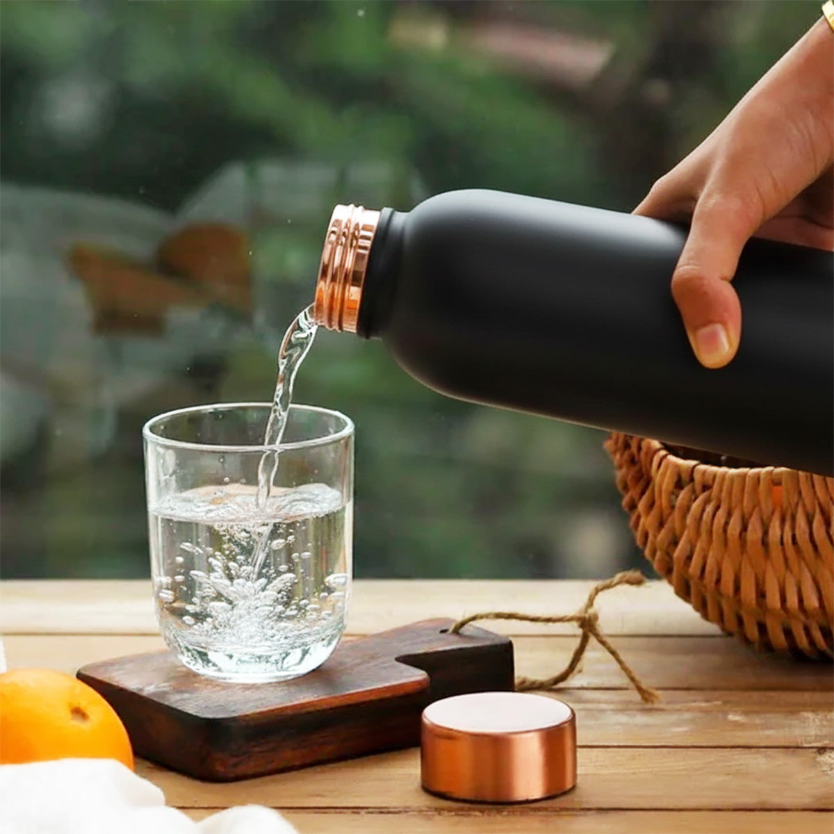 Matte Black Copper Water Bottle – Premium Ayurvedic Hydration | AVOIRR