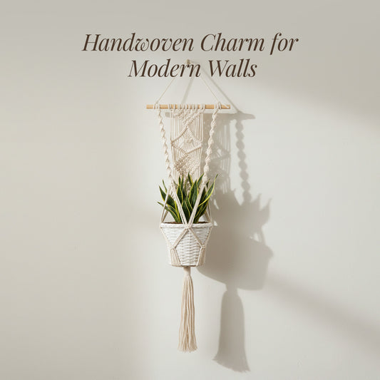 Avoirr Handmade Macrame Wall Plant Hanger | Boho Cotton Hanging Planter