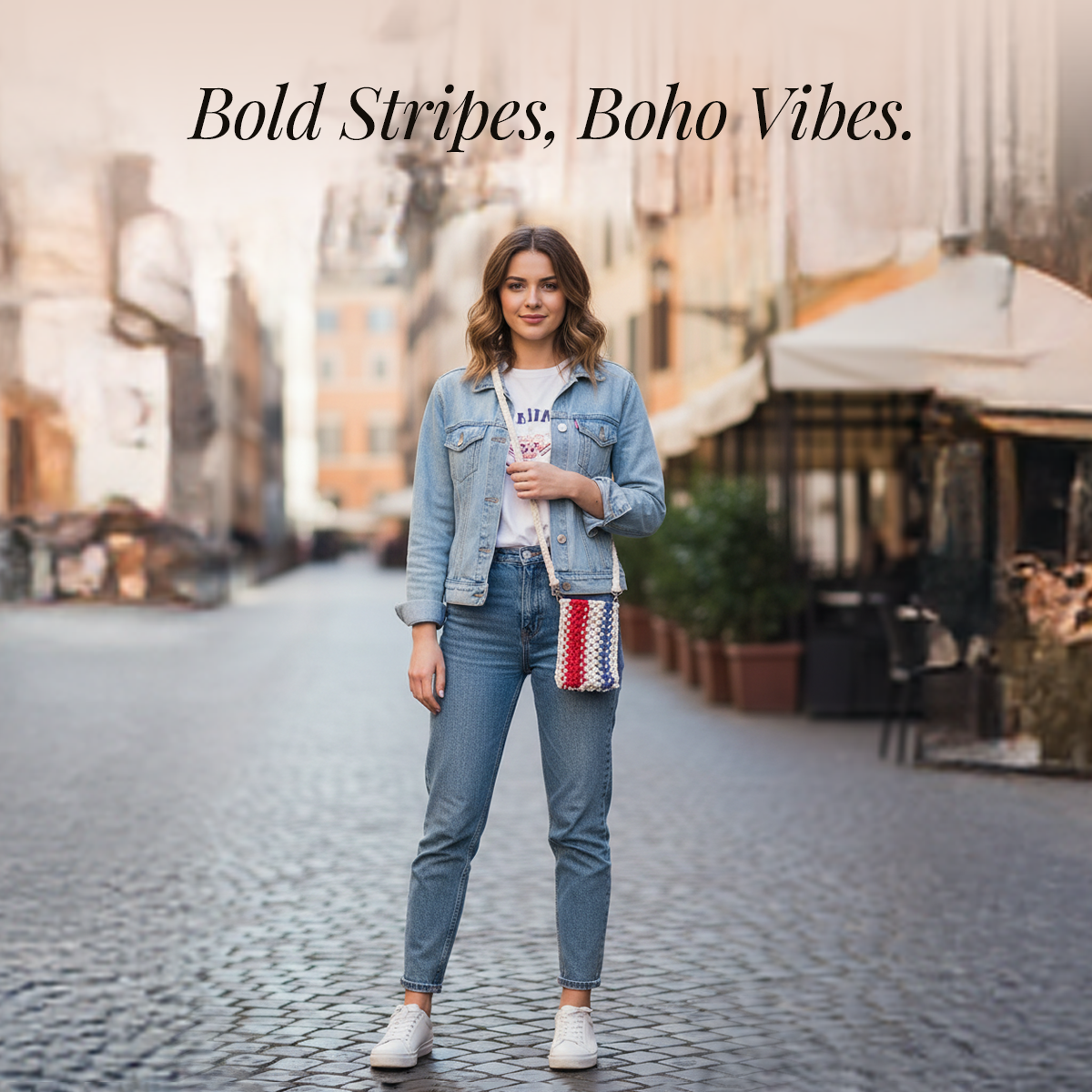 AVOIRR Handmade Macrame Crossbody Bag – Boho Crochet Purse for Women