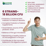 Avoirr Health Pre and Probiotics - 6 Strains, 18 Billion CFU, Gut Health & Immunity Booster, Antioxidant Support, Easy-to-Swallow Veg Capsules for Men & Women - 60 Caps