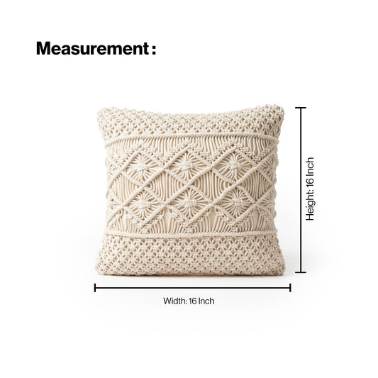 AVOIRR Handmade Macrame Cushion Cover – Boho Decorative Throw Pillow 16x16