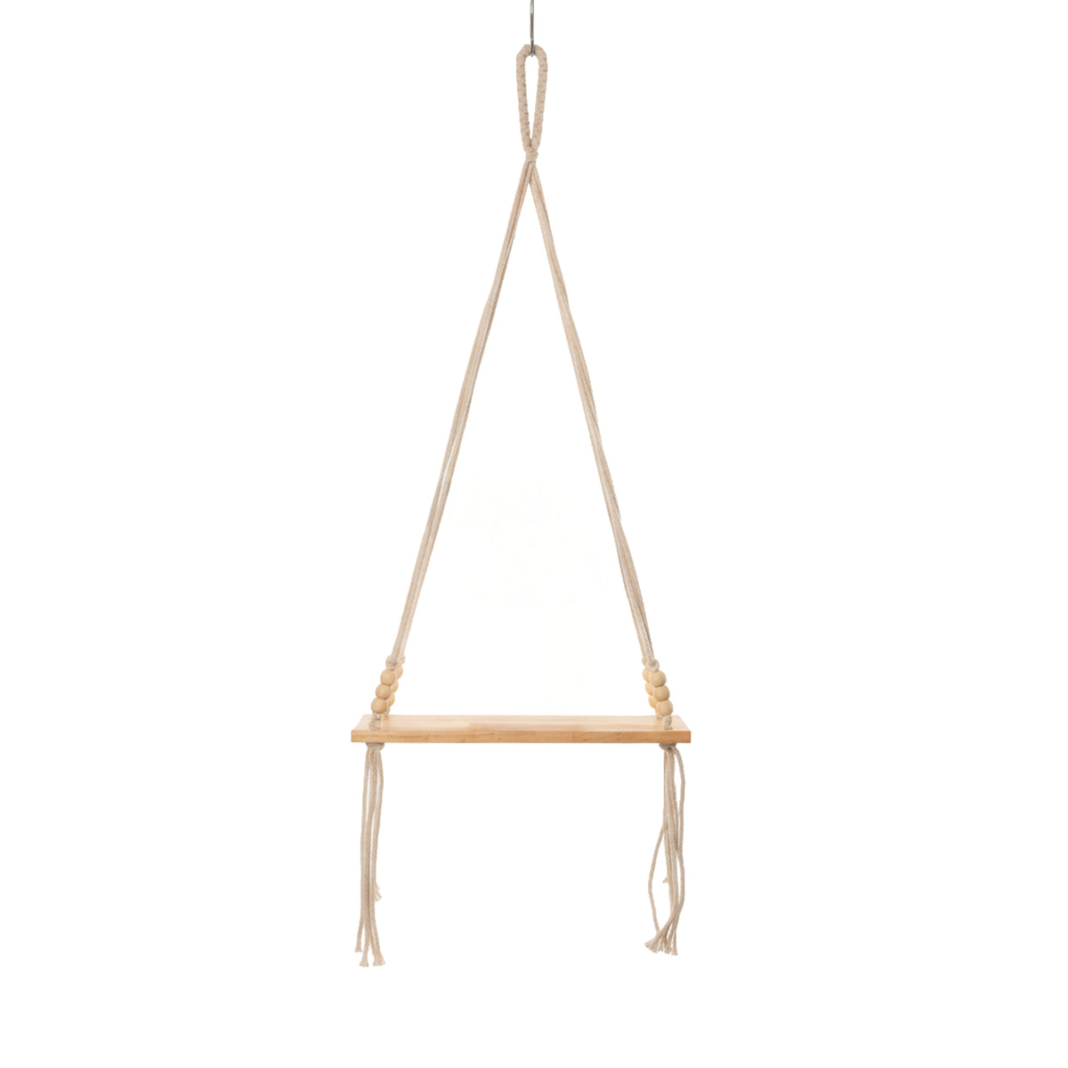 AVOIRR Handmade Macrame Hanging Shelf – Boho Wooden Wall Shelf for Plants & Home Decor