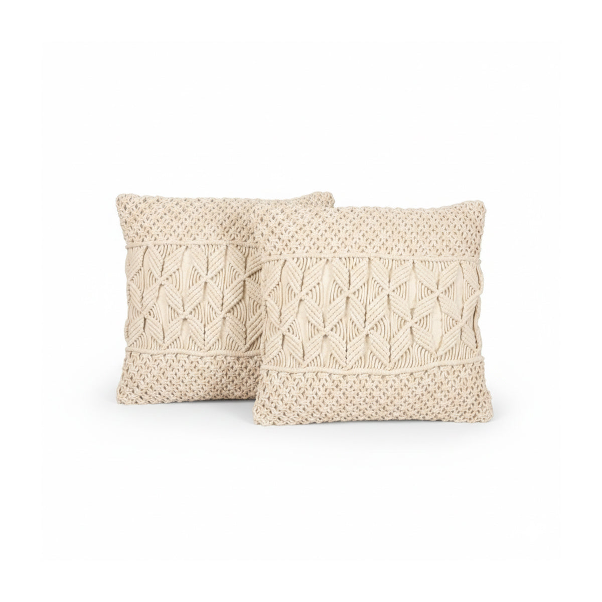 AVOIRR Handmade Macrame Cushion Cover – Boho Decorative Throw Pillow 16x16