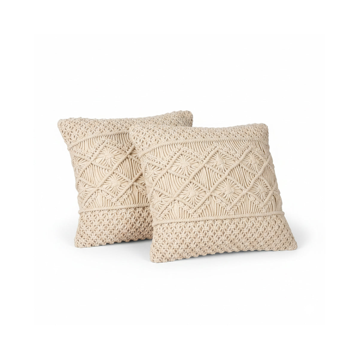 AVOIRR Handmade Macrame Cushion Cover – Boho Decorative Throw Pillow 16x16
