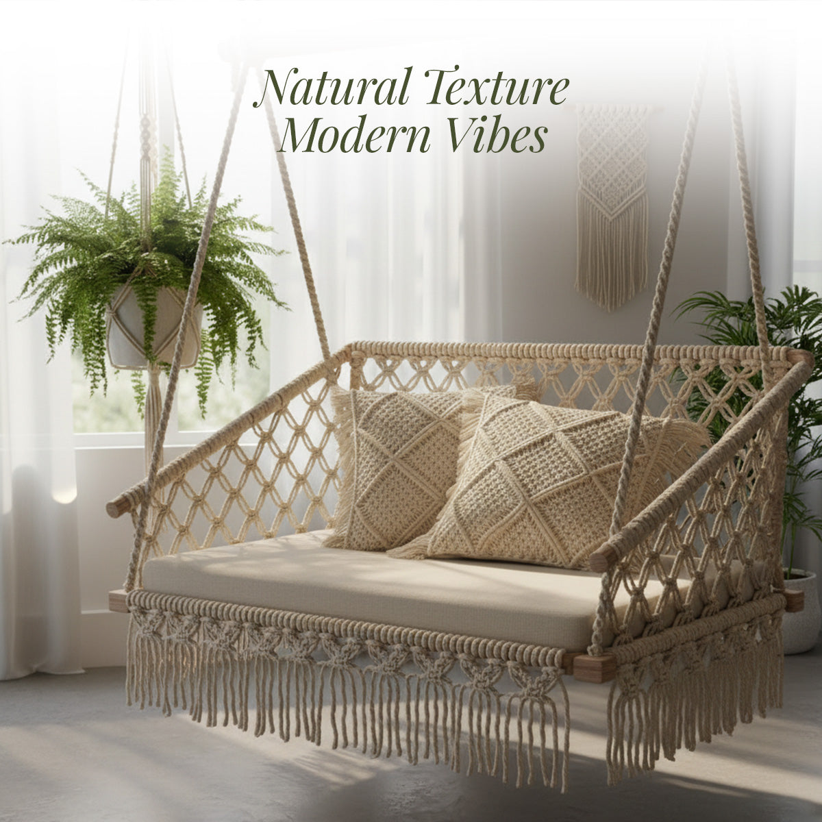 AVOIRR Handmade Macrame Cushion Cover – Boho Decorative Throw Pillow 16x16