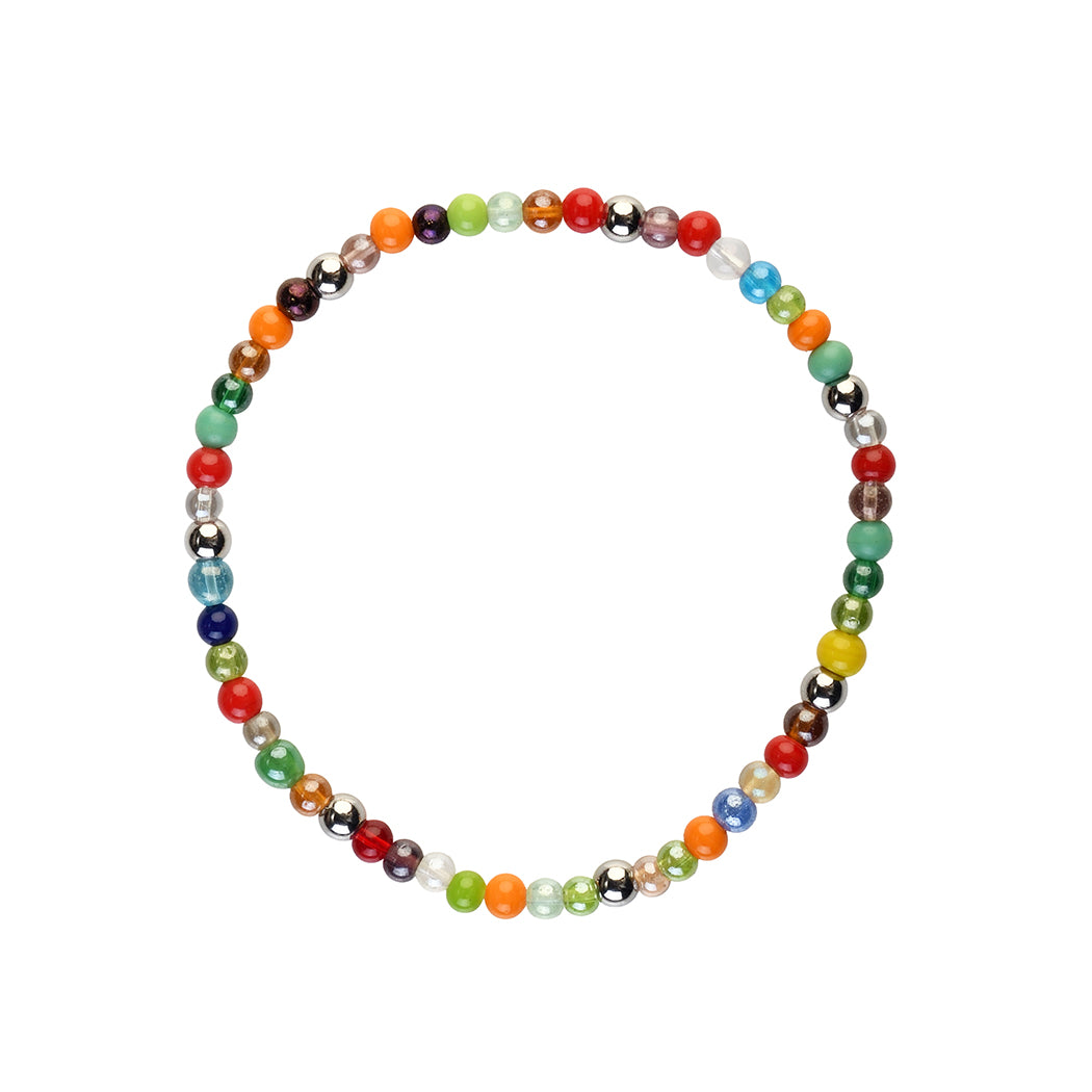 Avoirr Handmade Set of 2 Colorful Beaded Anklets  for Women & Girls – 3mm Glass Beads, Stretchable Elastic Thread, 8 Inch Adjustable Fit