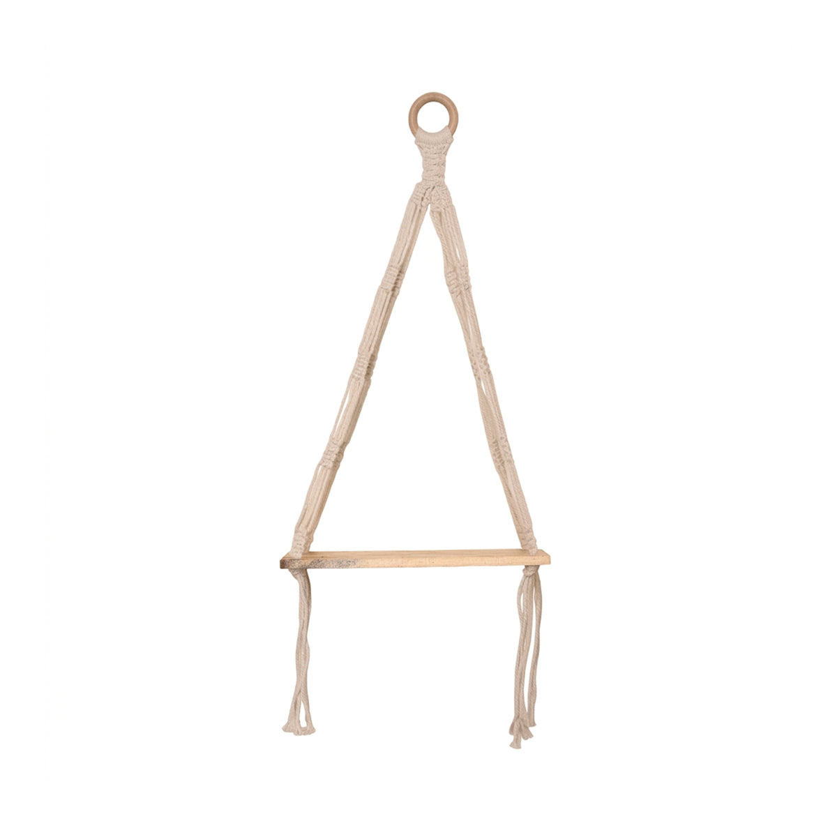 AVOIRR Handmade Macrame Hanging Shelf – Boho Wooden Wall Shelf for Plants & Decor