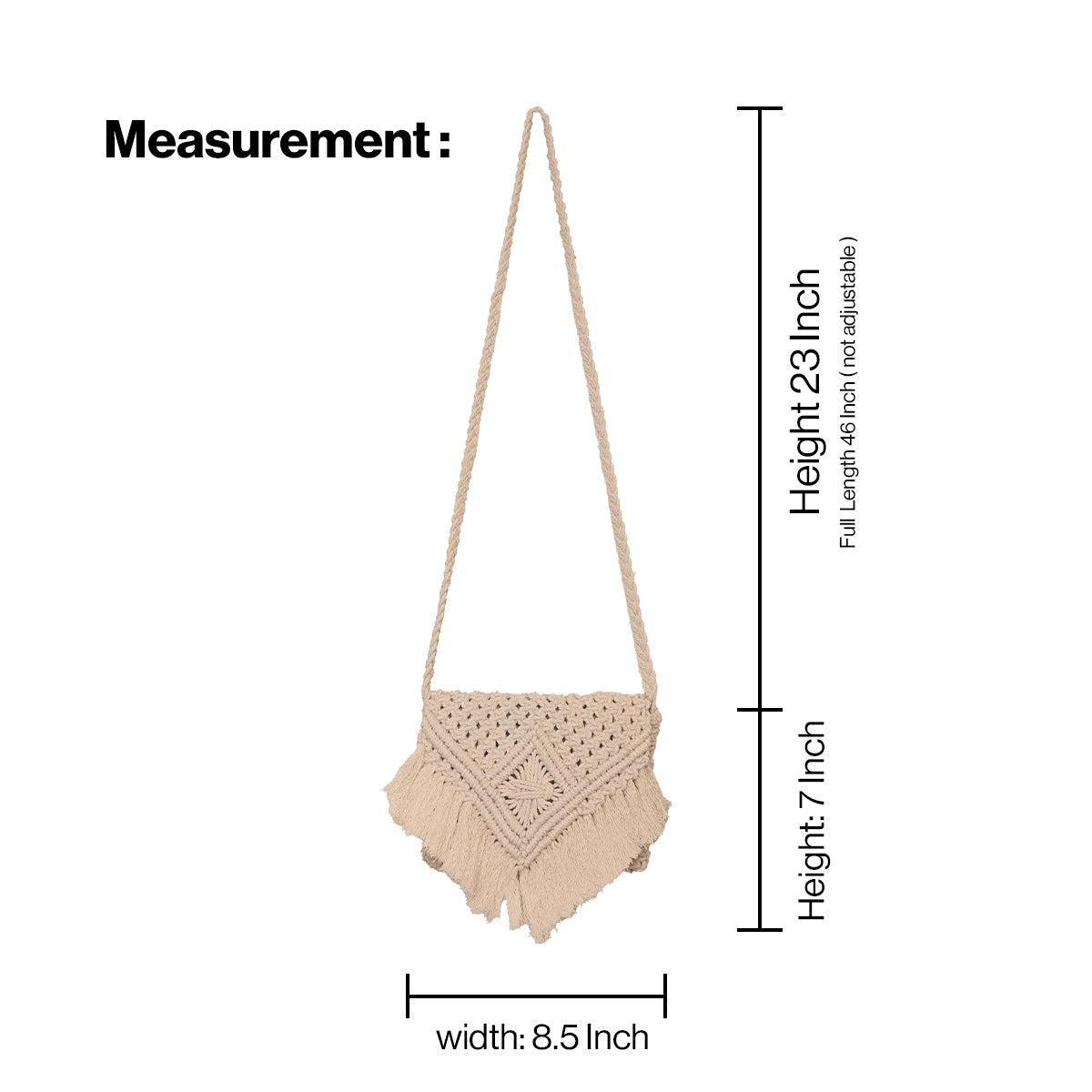 Avoirr Handmade Macrame Crossbody Bag for Women – Boho Cotton Fringe Purse, Lightweight Shoulder Bag, Small Woven Hippie Handbag, Summer Festival Travel Gift