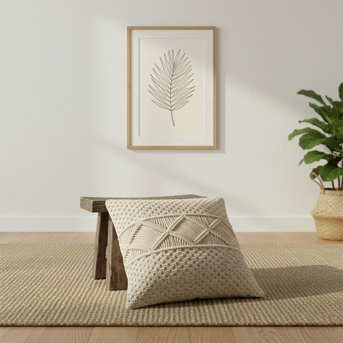 AVOIRR Handmade Macrame Cushion Cover – Boho Decorative Throw Pillow 16x16
