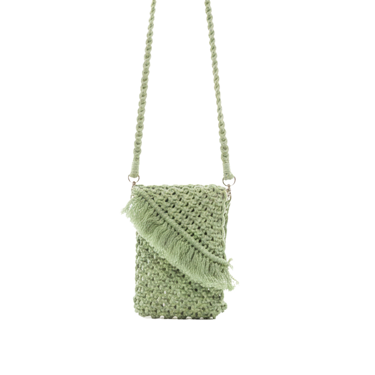 AVOIRR Handmade Olive Macrame Crossbody Bag – Boho Crochet Purse for Women