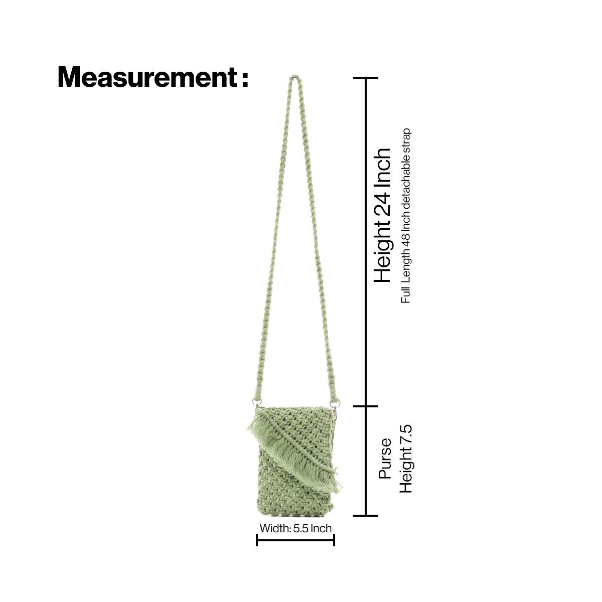 AVOIRR Handmade Olive Macrame Crossbody Bag – Boho Crochet Purse for Women