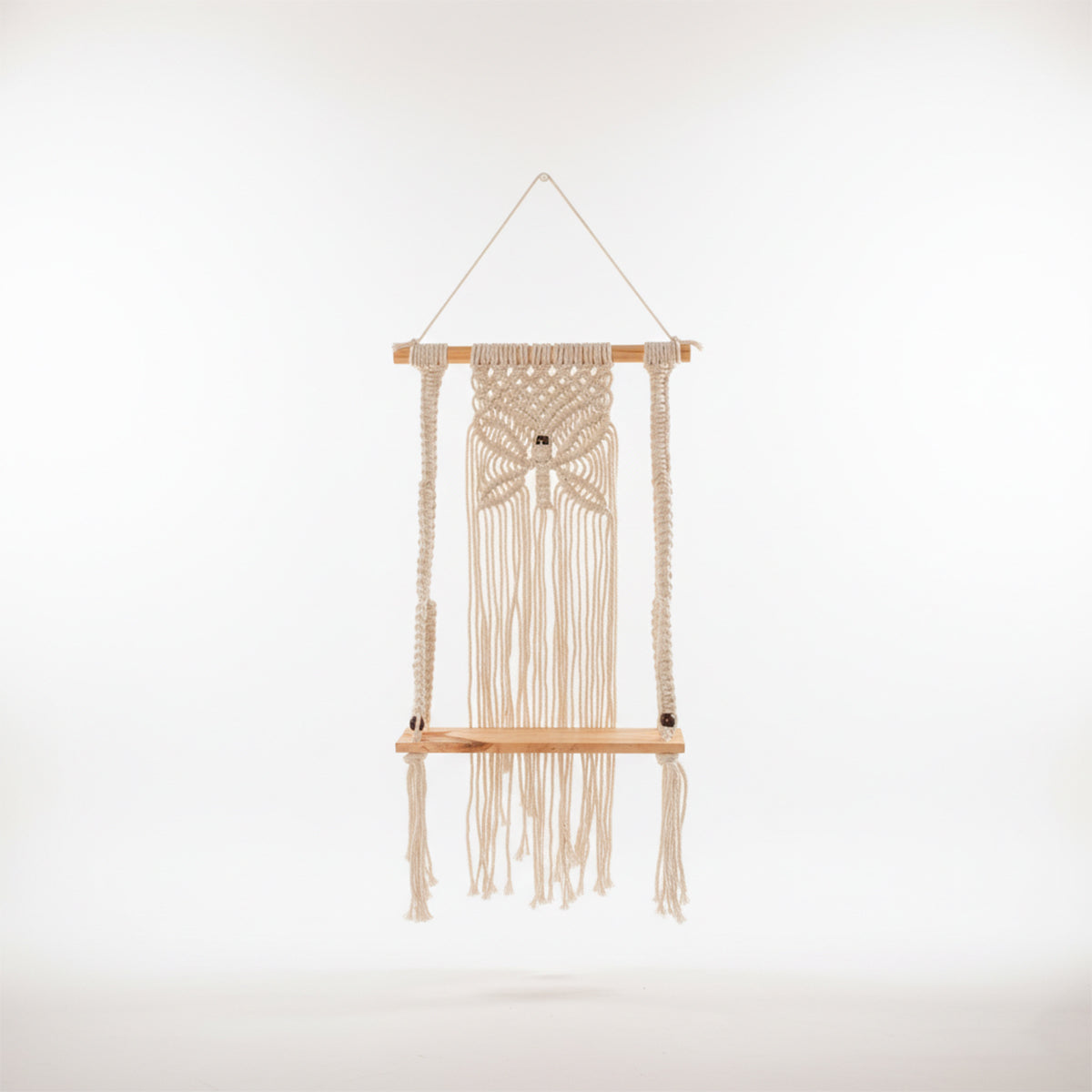 AVOIRR Handmade Macrame Wall Shelf – Boho Hanging Plant Shelf