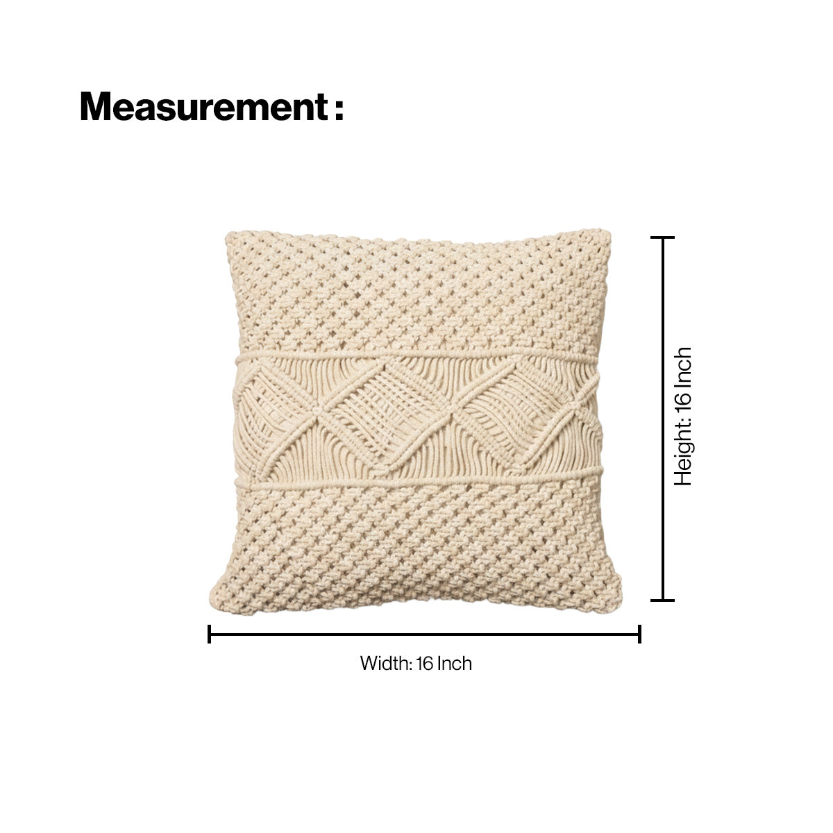 AVOIRR Handmade Macrame Cushion Cover – Boho Decorative Throw Pillow 16x16