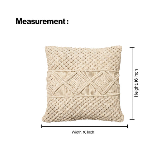 AVOIRR Handmade Macrame Cushion Cover – Boho Decorative Throw Pillow 16x16