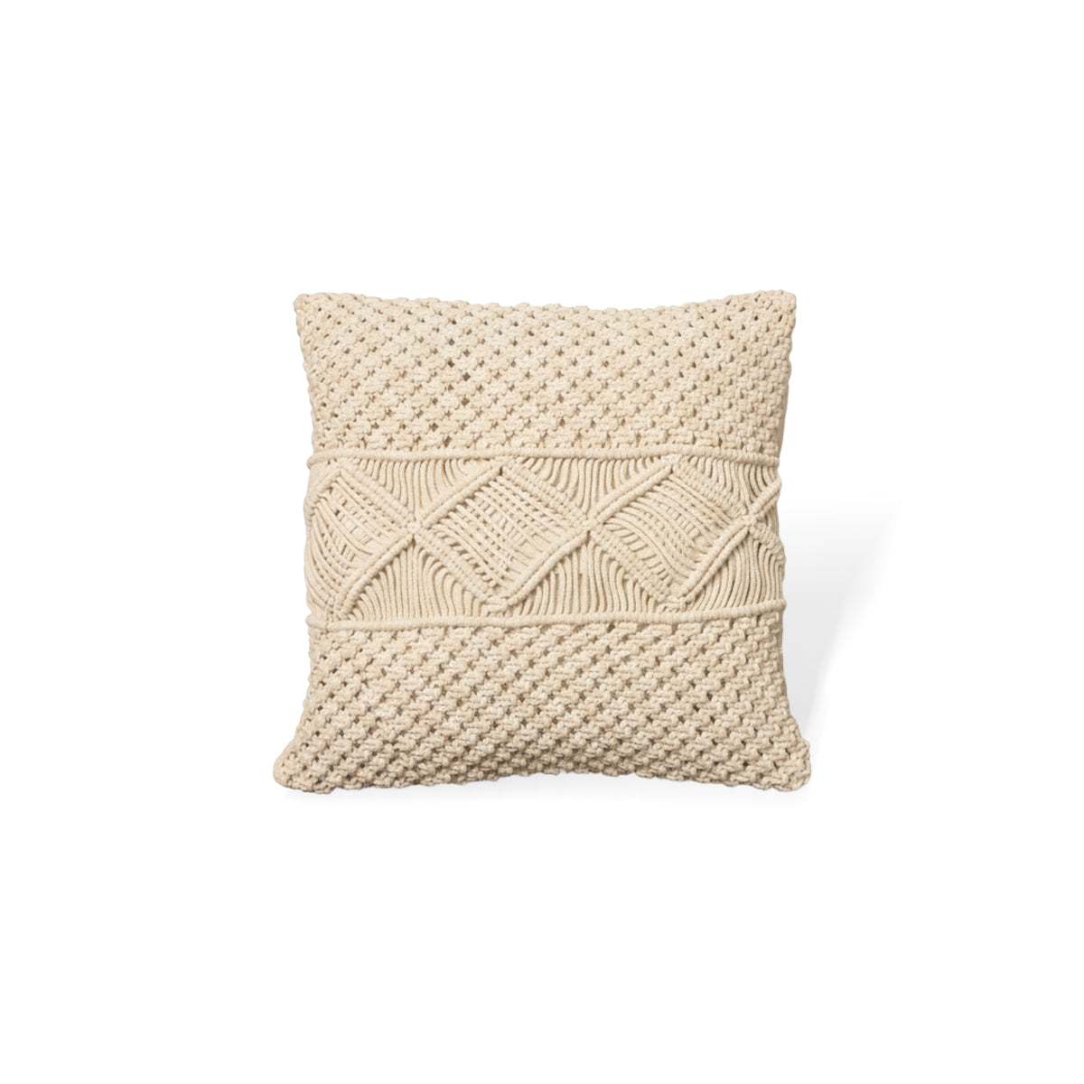 AVOIRR Handmade Macrame Cushion Cover – Boho Decorative Throw Pillow 16x16