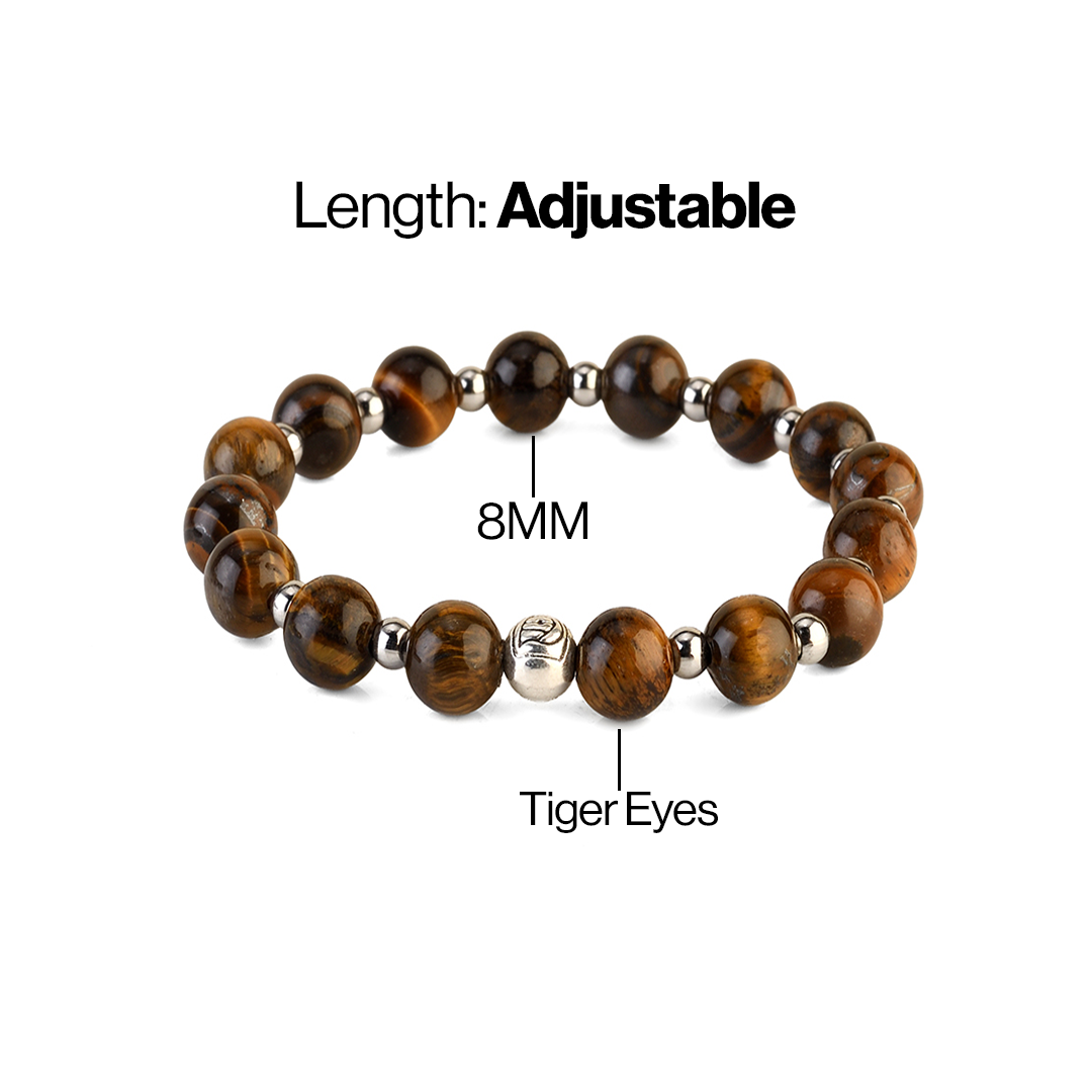 Avoirr 8mm Tiger Eye Beaded Bracelet – Natural Semi-Precious Stone Handmade Jewelry for Men & Women, Stretch Fit 6.25–6.75 Inches Wrists