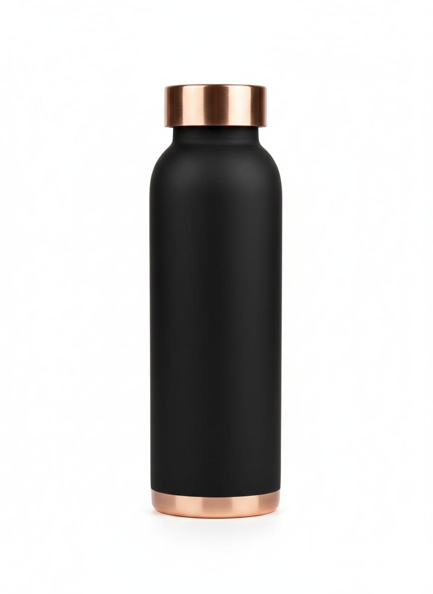 Matte Black Copper Water Bottle – Premium Ayurvedic Hydration | AVOIRR