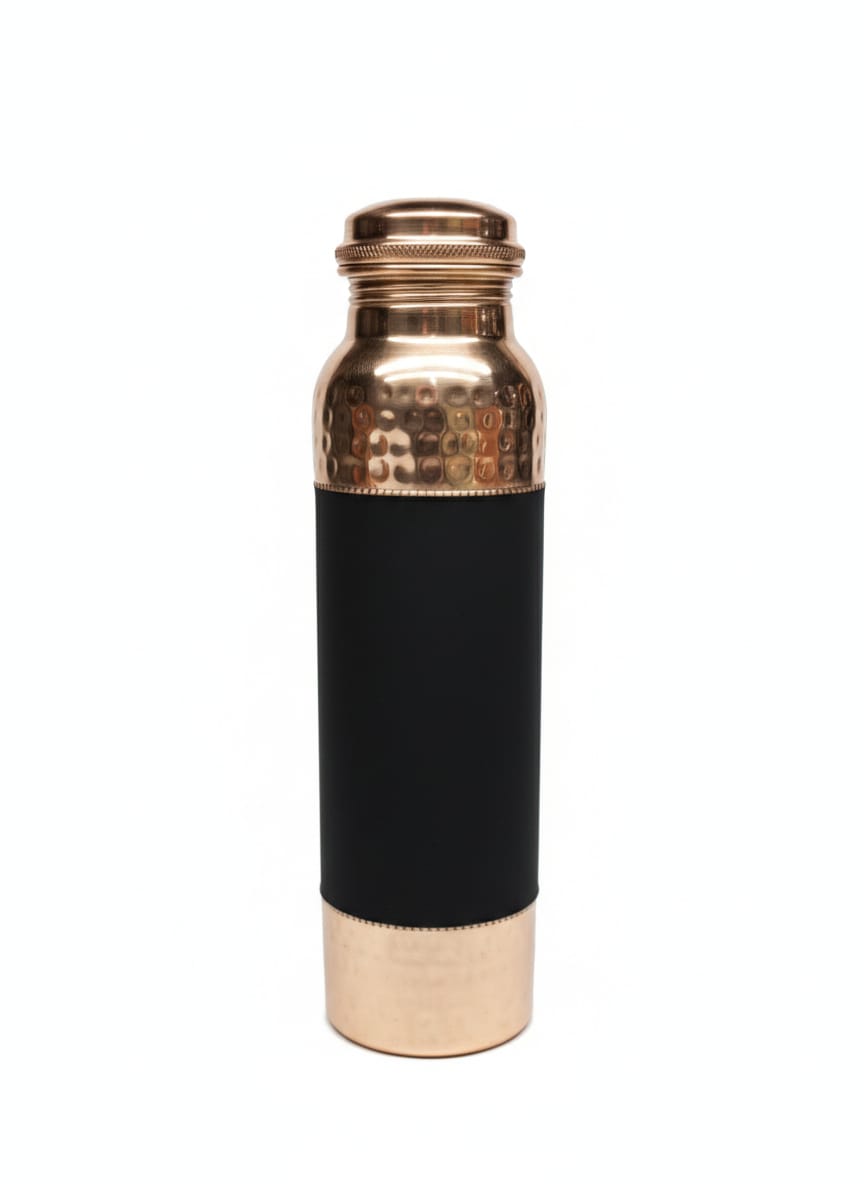 Hammered Copper Water Bottle with Matte Grip – Traditional Craft Meets Modern Design | AVOIRR