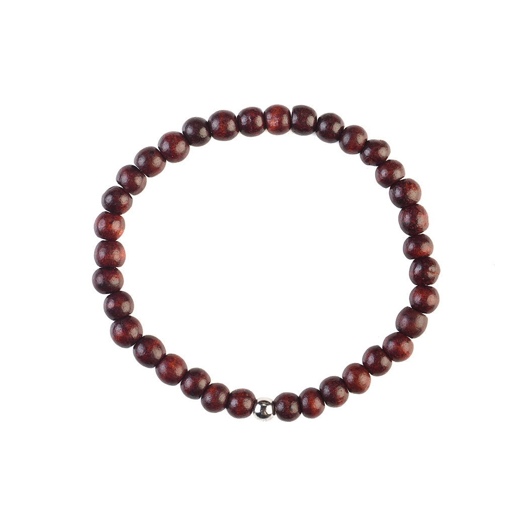 Avoirr White & Red Sandalwood Beaded Bracelets Set of 2 | 6mm Handmade Stretchable Meditation Wristband for Men & Women | Wooden Healing Bracelets 6.5-7 inch | Unisex Spiritual Jewelry