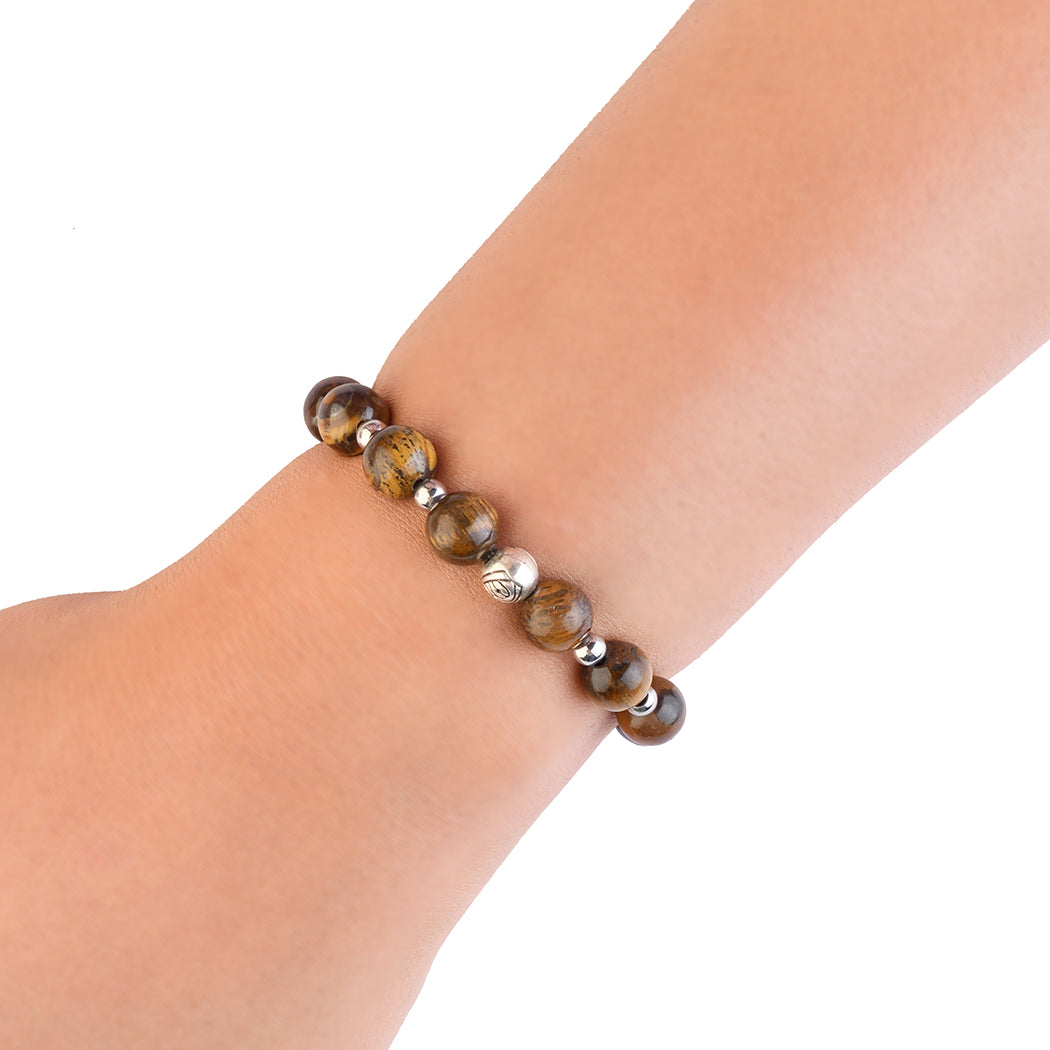 Avoirr 8mm Tiger Eye Beaded Bracelet – Natural Semi-Precious Stone Handmade Jewelry for Men & Women, Stretch Fit 6.25–6.75 Inches Wrists