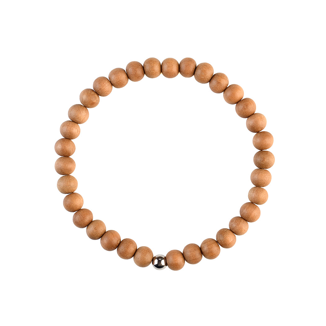 Avoirr White & Red Sandalwood Beaded Bracelets Set of 2 | 6mm Handmade Stretchable Meditation Wristband for Men & Women | Wooden Healing Bracelets 6.5-7 inch | Unisex Spiritual Jewelry