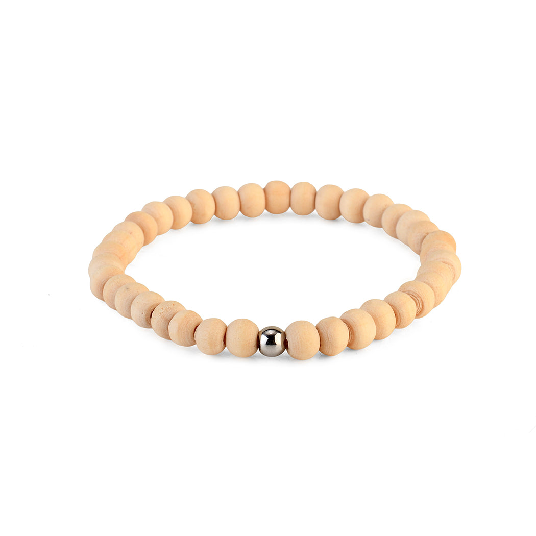 Avoirr Natural Wood & Ebonywood Beaded Bracelets Set of 2 – 6mm Handmade Stretch Bracelets for Men & Women, Yoga Meditation Energy Bracelets, Size 6.5–7 Inches Medium Wrist