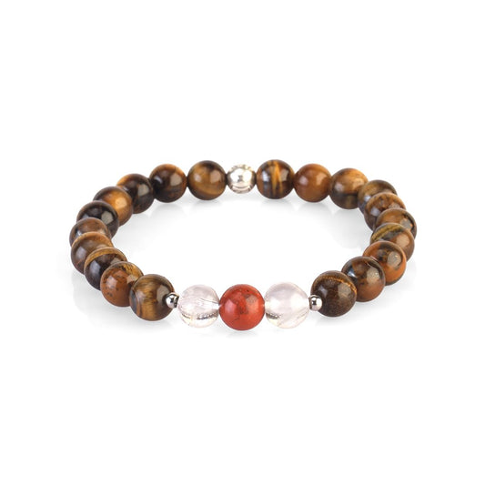 Avoirr 8mm Tiger Eye & Red Jasper Bracelet – Natural Gemstone Healing Crystal Beads for Men & Women, Handmade Stretch Adjustable Yoga, Meditation & Energy Jewelry. Size 6.5 inch fits Medium wrist 6.25-7 inches